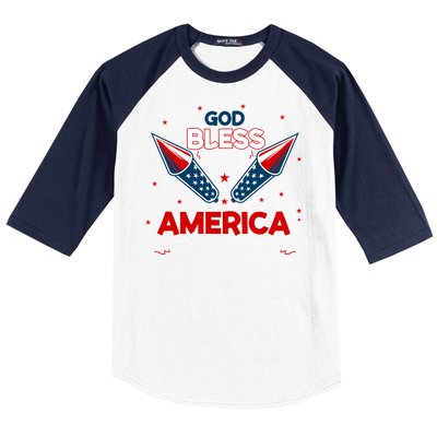 4th July Fireworks S Party Family God Bless America Cool Gift Baseball Sleeve Shirt