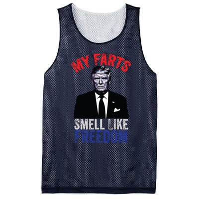 4th July Funny Trump Patriotic My Farts Smell Like Freedom Mesh Reversible Basketball Jersey Tank