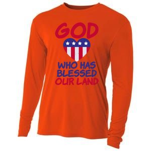 4th July God Who Has Blessed Our Land Memorial Day Meaningful Gift Cooling Performance Long Sleeve Crew