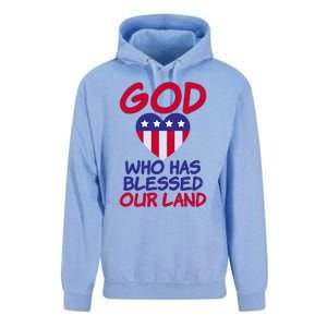 4th July God Who Has Blessed Our Land Memorial Day Meaningful Gift Unisex Surf Hoodie