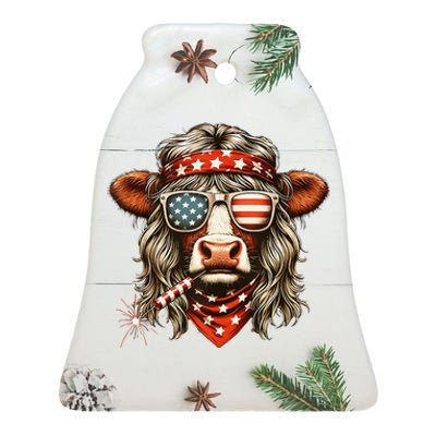 4th July Heifer Ceramic Bell Ornament