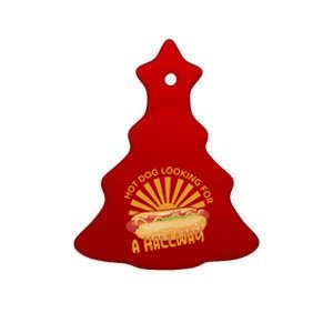 4th July Hot Dog Looking Hallway Funny Hot Dog Lover Gift Ceramic Tree Ornament