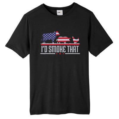 4th July I'd Smoke That Patriot BBQ Barbeque Cook Chef Tall Fusion ChromaSoft Performance T-Shirt