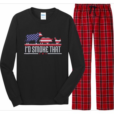 4th July I'd Smoke That Patriot BBQ Barbeque Cook Chef Long Sleeve Pajama Set