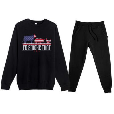 4th July I'd Smoke That Patriot BBQ Barbeque Cook Chef Premium Crewneck Sweatsuit Set