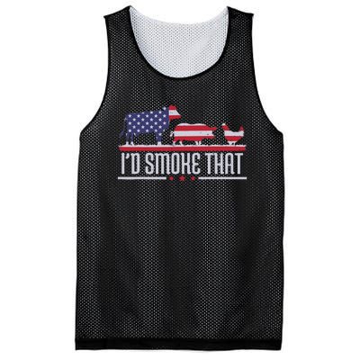 4th July I'd Smoke That Patriot BBQ Barbeque Cook Chef Mesh Reversible Basketball Jersey Tank