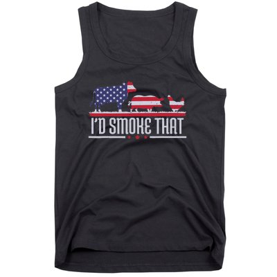 4th July I'd Smoke That Patriot BBQ Barbeque Cook Chef Tank Top