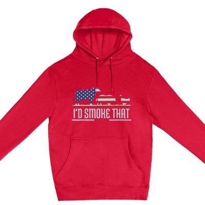 4th July I'd Smoke That Patriot BBQ Barbeque Cook Chef Premium Pullover Hoodie