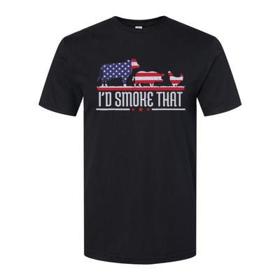 4th July I'd Smoke That Patriot BBQ Barbeque Cook Chef Softstyle® CVC T-Shirt