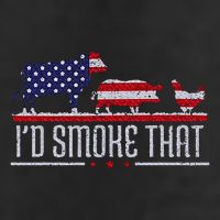 4th July I'd Smoke That Patriot BBQ Barbeque Cook Chef 7 Panel Mesh Trucker Snapback Hat