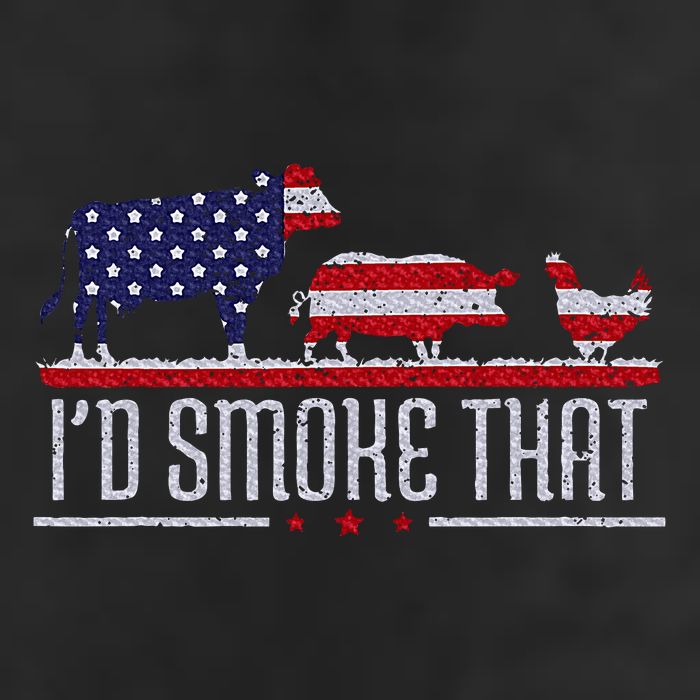 4th July I'd Smoke That Patriot BBQ Barbeque Cook Chef 7 Panel Mesh Trucker Snapback Hat
