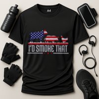 4th July I'd Smoke That Patriot BBQ Barbeque Cook Chef Cooling Performance Crew T-Shirt