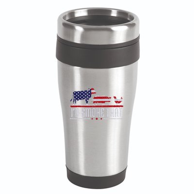4th July I'd Smoke That Patriot BBQ Barbeque Cook Chef 16oz Travel Tumbler