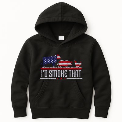 4th July I'd Smoke That Patriot BBQ Barbeque Cook Chef Kids Hoodie