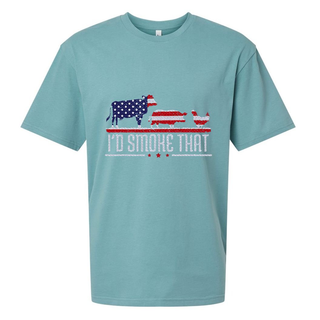 4th July I'd Smoke That Patriot BBQ Barbeque Cook Chef Sueded Cloud Jersey T-Shirt