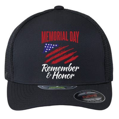 4th July Memorial Day Remember And Honor America Gift Flexfit Unipanel Trucker Cap