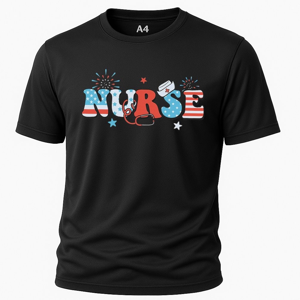 4th July Nurse American Nurse Independence Day Nurse Cooling Performance Crew T-Shirt