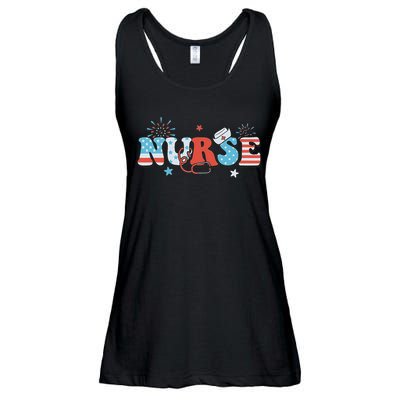 4th July Nurse American Nurse Independence Day Nurse Ladies Essential Flowy Tank