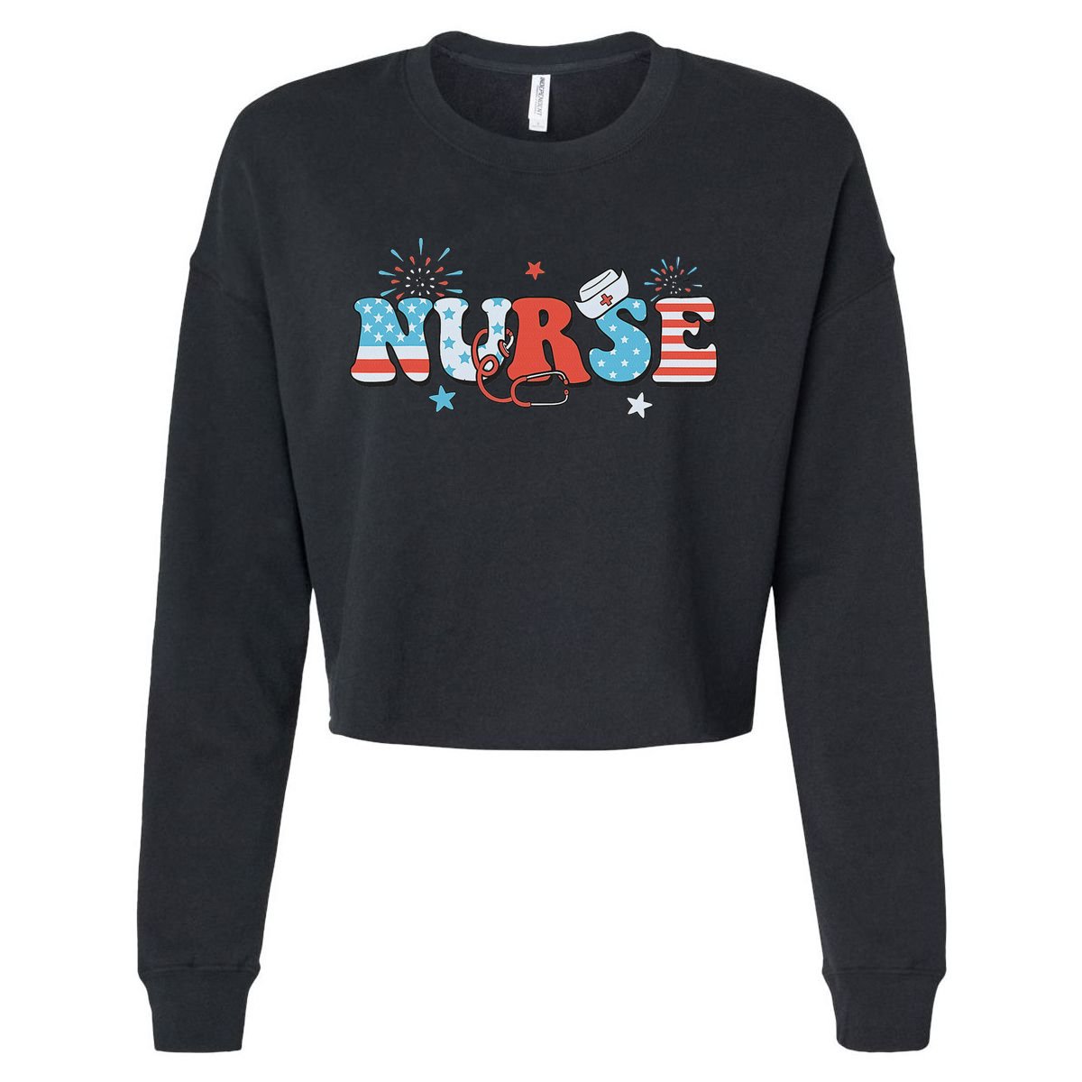 4th July Nurse American Nurse Independence Day Nurse Cropped Pullover Crew