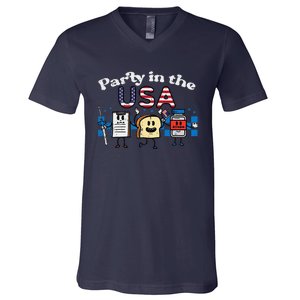 4th July Nurse Party Usa Ativan Scrub Top Patriot Gift V-Neck T-Shirt