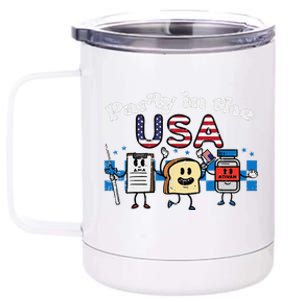 4th July Nurse Party Usa Ativan Scrub Top Patriot Gift 12 oz Stainless Steel Tumbler Cup