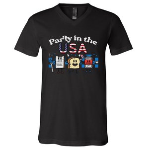 4th July Nurse Party Usa Ativan Scrub Top Patriot Women V-Neck T-Shirt