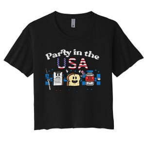 4th July Nurse Party Usa Ativan Scrub Top Patriot Women Women's Crop Top Tee