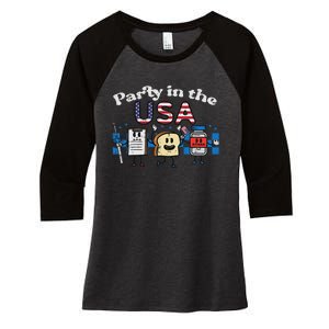 4th July Nurse Party Usa Ativan Scrub Top Patriot Women Women's Tri-Blend 3/4-Sleeve Raglan Shirt