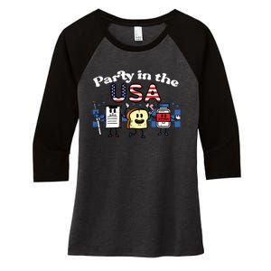 4th July Nurse Party Usa Ativan Scrub Top Patriot Women's Tri-Blend 3/4-Sleeve Raglan Shirt