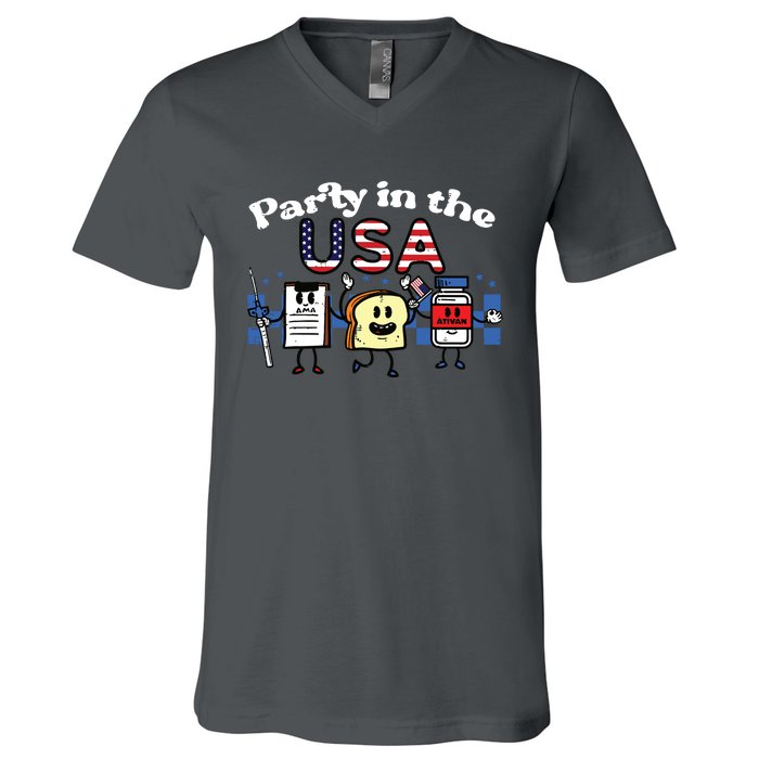 4th July Nurse Party Usa Ativan Scrub Top Patriot V-Neck T-Shirt