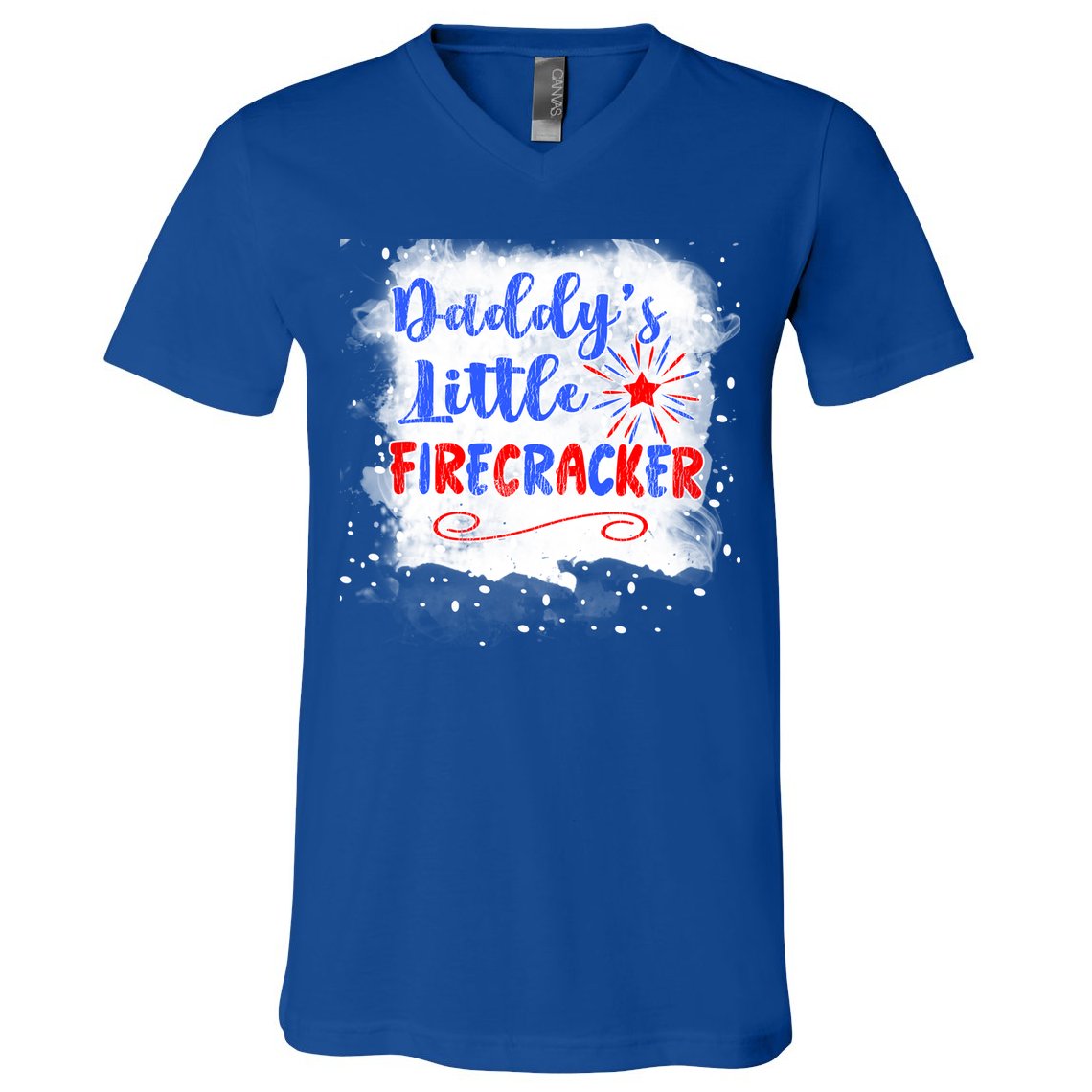 4th July Or Teens Daddys Little Firecracker Gift V-Neck T-Shirt