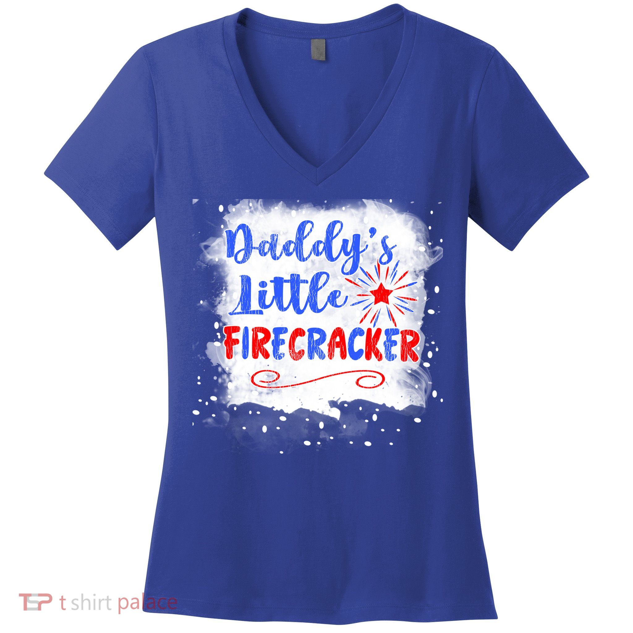 4th July Or Teens Daddys Little Firecracker Gift Women's V-Neck T-Shirt