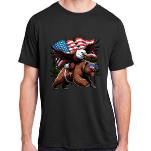 4th July Patriotic Bear Eagle American Usa Flag Adult ChromaSoft Performance T-Shirt