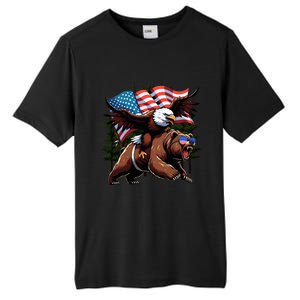 4th July Patriotic Bear Eagle American Usa Flag Tall Fusion ChromaSoft Performance T-Shirt