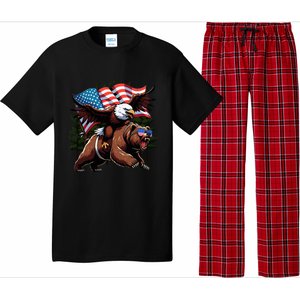 4th July Patriotic Bear Eagle American Usa Flag Pajama Set