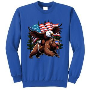 4th July Patriotic Bear Eagle American Usa Flag Sweatshirt