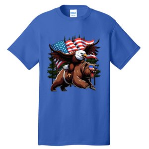 4th July Patriotic Bear Eagle American Usa Flag Tall T-Shirt