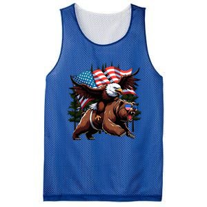 4th July Patriotic Bear Eagle American Usa Flag Mesh Reversible Basketball Jersey Tank