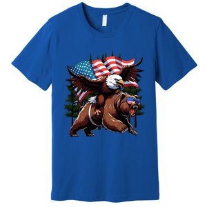 4th July Patriotic Bear Eagle American Usa Flag Premium T-Shirt