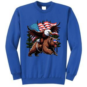 4th July Patriotic Bear Eagle American Usa Flag Tall Sweatshirt