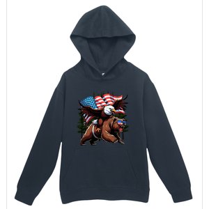 4th July Patriotic Bear Eagle American Usa Flag Urban Pullover Hoodie