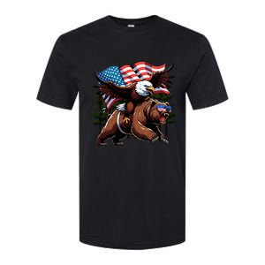 4th July Patriotic Bear Eagle American Usa Flag Softstyle CVC T-Shirt