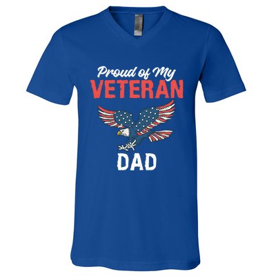 4th July Proud Of My Veteran Dad Family Memorial Day Gift V-Neck T-Shirt