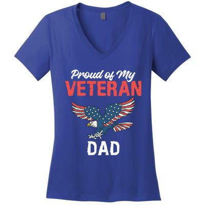 4th July Proud Of My Veteran Dad Family Memorial Day Gift Women's V-Neck T-Shirt