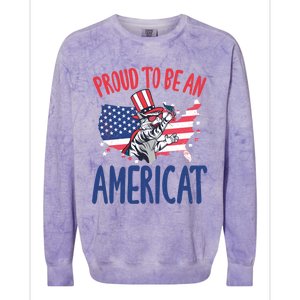 4th July Proud To Be An Americat Cat Lover Memorial Day Cool Gift Colorblast Crewneck Sweatshirt