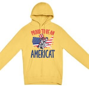 4th July Proud To Be An Americat Cat Lover Memorial Day Cool Gift Premium Pullover Hoodie