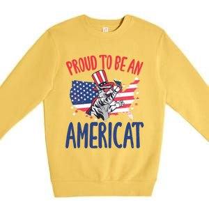 4th July Proud To Be An Americat Cat Lover Memorial Day Cool Gift Premium Crewneck Sweatshirt