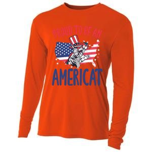 4th July Proud To Be An Americat Cat Lover Memorial Day Cool Gift Cooling Performance Long Sleeve Crew