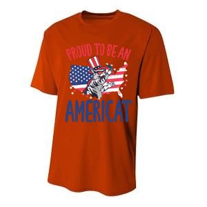 4th July Proud To Be An Americat Cat Lover Memorial Day Cool Gift Performance Sprint T-Shirt