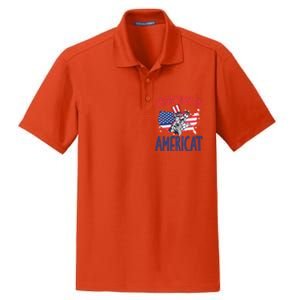 4th July Proud To Be An Americat Cat Lover Memorial Day Cool Gift Dry Zone Grid Polo